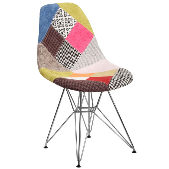 Elon Series Milan Patchwork Fabric Chair with Chrome Base FH-130-CCV1-D-GG