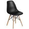 Elon Series Black Plastic Chair with Wooden Legs FH-130-DPP-BK-GG