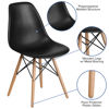 Elon Series Black Plastic Chair with Wooden Legs FH-130-DPP-BK-GG