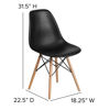 Elon Series Black Plastic Chair with Wooden Legs FH-130-DPP-BK-GG