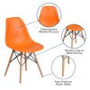 Elon Series Orange Plastic Chair with Wooden Legs FH-130-DPP-OR-GG