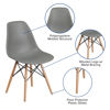 Elon Series Moss Gray Plastic Chair with Wooden Legs FH-130-DPP-GY-GG