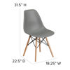 Elon Series Moss Gray Plastic Chair with Wooden Legs FH-130-DPP-GY-GG