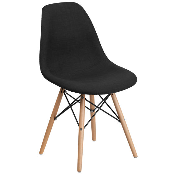 Elon Series Genoa Black Fabric Chair with Wooden Legs FH-130-DCV1-FC01-GG