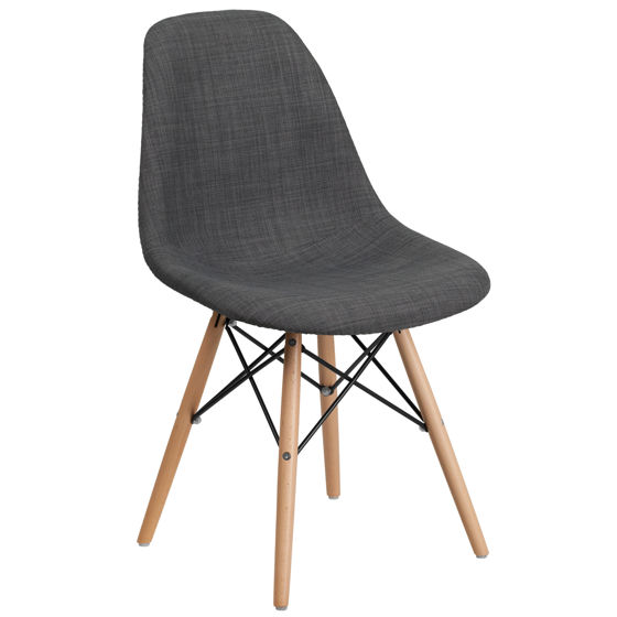 Elon Series Siena Gray Fabric Chair with Wooden Legs FH-130-DCV1-FC100-GG