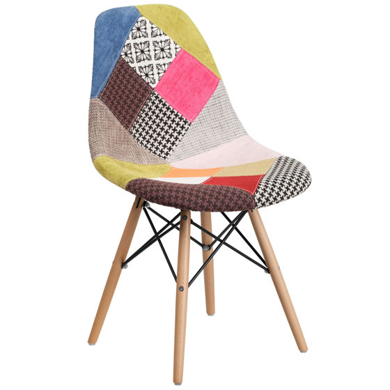 Elon Series Milan Patchwork Fabric Chair with Wooden Legs FH-130-DCV1-D-GG