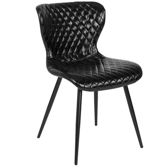 Bristol Contemporary Upholstered Chair in Black Vinyl LF-9-07A-BLK-GG