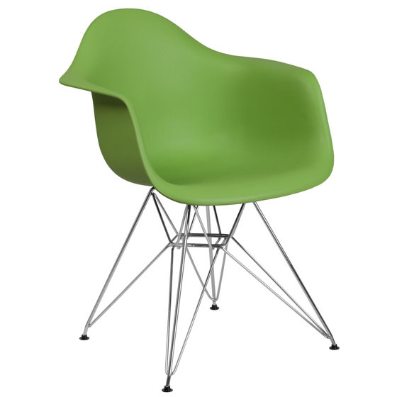Alonza Series Green Plastic Chair with Chrome Base FH-132-CPP1-GN-GG