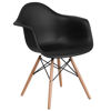 Alonza Series Black Plastic Chair with Wooden Legs FH-132-DPP-BK-GG