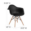 Alonza Series Black Plastic Chair with Wooden Legs FH-132-DPP-BK-GG