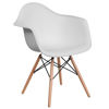 Alonza Series White Plastic Chair with Wooden Legs FH-132-DPP-WH-GG