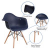 Alonza Series Navy Plastic Chair with Wooden Legs FH-132-DPP-NY-GG