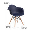Alonza Series Navy Plastic Chair with Wooden Legs FH-132-DPP-NY-GG