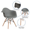 Alonza Series Moss Gray Plastic Chair with Wooden Legs FH-132-DPP-GY-GG