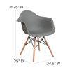 Alonza Series Moss Gray Plastic Chair with Wooden Legs FH-132-DPP-GY-GG