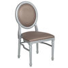 HERCULES Series 900 lb. Capacity King Louis Chair with Taupe Vinyl Back and Seat and Silver Frame LE-S-T-MON-GG
