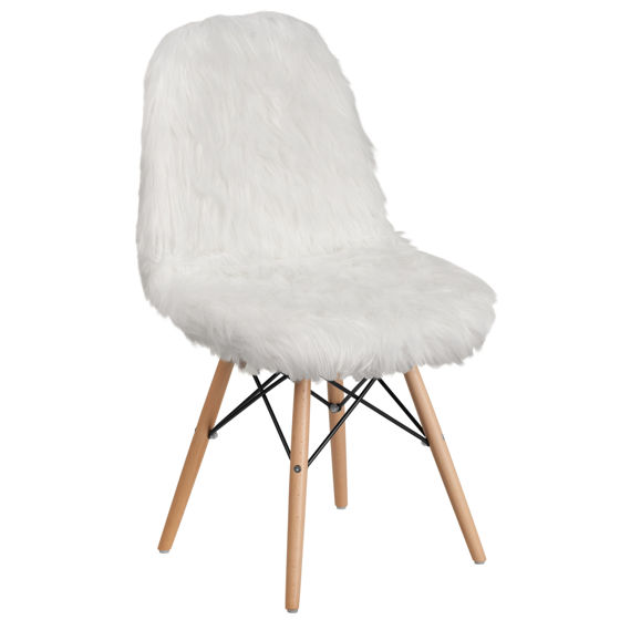 Shaggy Dog White Accent Chair DL-10-GG