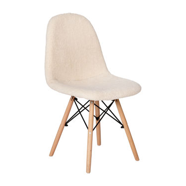 Zula Modern Padded Armless Faux Sherpa Accent Chair with Beechwood Legs in Off-White DL-10-W-GG