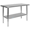 Stainless Steel 18 Gauge Prep and Work Table with Undershelf - NSF Certified - 48"W x 24"D x 34.5"H NH-WT-2448-GG