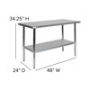 Stainless Steel 18 Gauge Prep and Work Table with Undershelf - NSF Certified - 48"W x 24"D x 34.5"H NH-WT-2448-GG