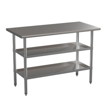 Stainless Steel 18 Gauge Work Table with 2 Undershelves - NSF Certified - 48"W x 24"D x 34.5"H NH-WT-GU-2448-GG