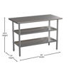 Stainless Steel 18 Gauge Work Table with 2 Undershelves - NSF Certified - 48"W x 24"D x 34.5"H NH-WT-GU-2448-GG