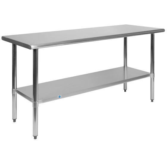 Stainless Steel 18 Gauge Prep and Work Table with Undershelf - NSF Certified - 60"W x 24"D x 34.5"H NH-WT-2460-GG