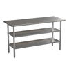 Stainless Steel 18 Gauge Work Table with 2 Undershelves - 60"W x 24"D x 34.5"H, NSF NH-WT-GU-2460-GG