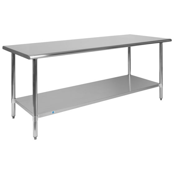 Stainless Steel 18 Gauge Prep and Work Table with Undershelf - NSF Certified - 72"W x 30"D x 34.5"H NH-WT-3072-GG