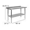 Stainless Steel 18 Gauge Prep and Work Table with 1.5" Backsplash and Undershelf - NSF Certified - 48"W x 24"D x 36"H NH-WT-2448BSP-GG