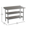 Stainless Steel 18 Gauge Work Table with 1.5" Backsplash and 2 Undershelves - 48"W x 24"D x 36"H, NSF NH-WT-GU-2448BSP-GG