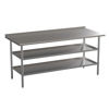 Stainless Steel 18 Gauge Work Table with 1.5" Backsplash and 2 Undershelves - 72"W x 30"D x 34.5"H, NSF NH-WT-GU-3072BSP-GG