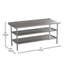 Stainless Steel 18 Gauge Work Table with 1.5" Backsplash and 2 Undershelves - 72"W x 30"D x 34.5"H, NSF NH-WT-GU-3072BSP-GG