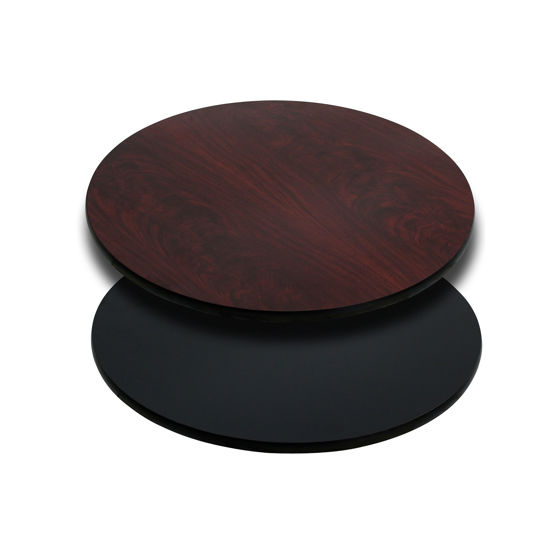24'' Round Table Top with Black or Mahogany Reversible Laminate Top XU-RD-24-MBT-GG