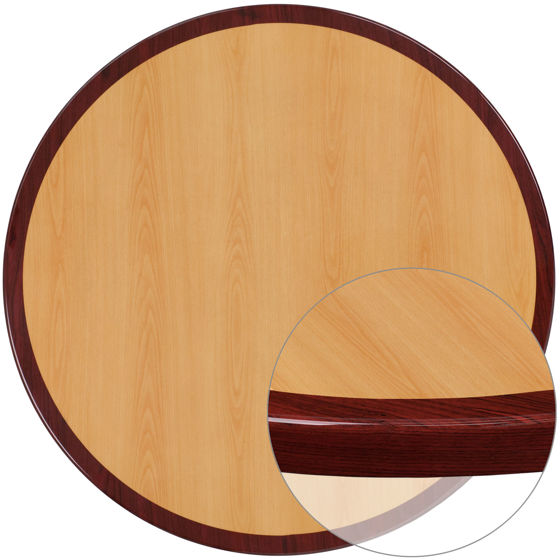 24'' Round 2-Tone High-Gloss Cherry / Mahogany Resin Table Top with 2'' Thick Drop-Lip TP-2TONE-24RD-GG