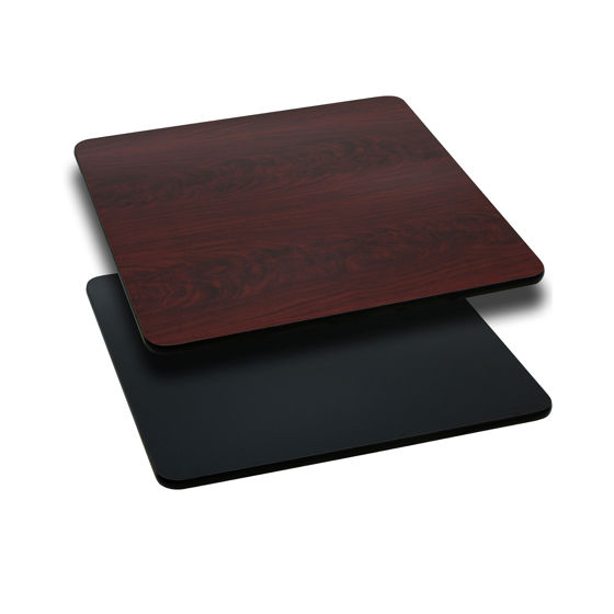 30'' Square Table Top with Black or Mahogany Reversible Laminate Top XU-MBT-3030-GG