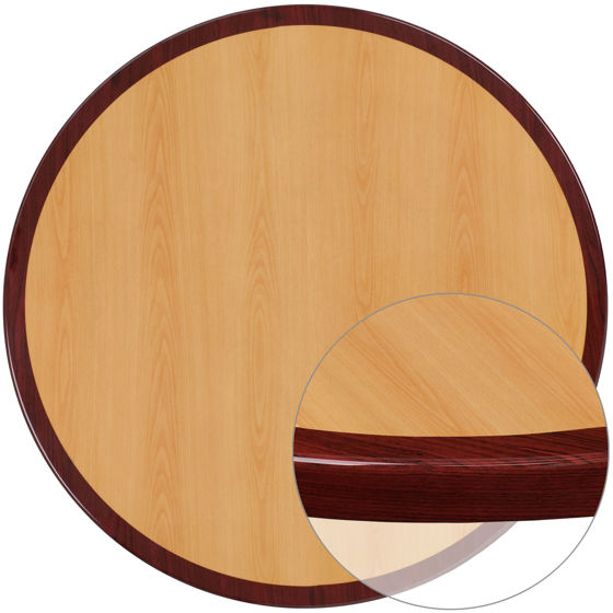 48'' Round 2-Tone High-Gloss Cherry / Mahogany Resin Table Top with 2'' Thick Drop-Lip TP-2TONE-48RD-GG