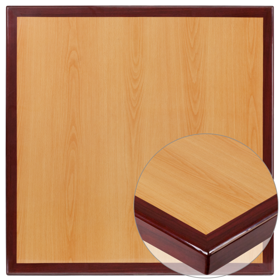 24'' Square 2-Tone High-Gloss Cherry / Mahogany Resin Table Top with 2'' Thick Drop-Lip TP-2TONE-2424-GG