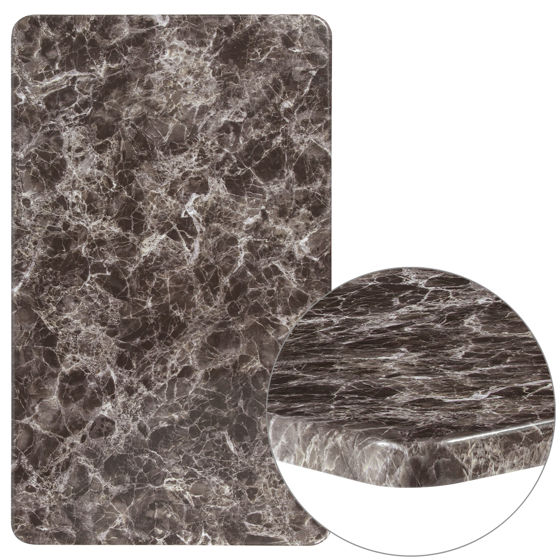 24" x 42" Rectangular Gray Marble Laminate Table Top XU-2442-MAR-GG