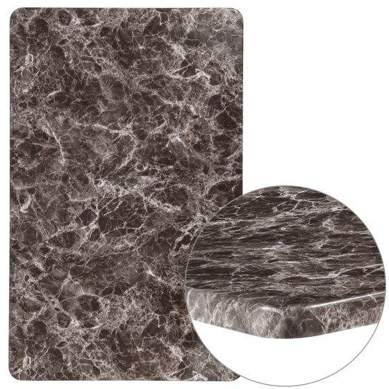 30" x 48" Rectangular Gray Marble Laminate Table Top XU-3048-MAR-GG