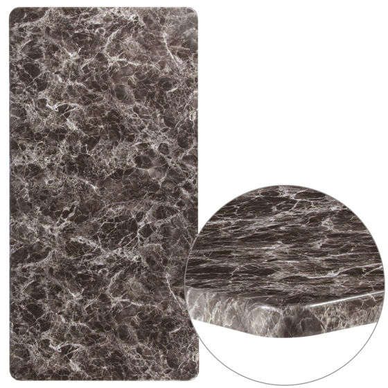 30" x 60" Rectangular Gray Marble PVC Table Top XU-3060-MAR-GG