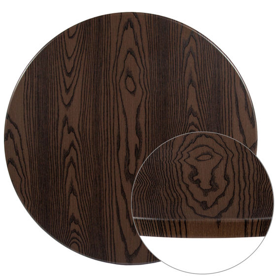 36" Round Rustic Wood PVC Table Top XU-RD-36-WD-GG