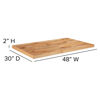 30" x 48" Rectangle Butcher Block Style Table Top XU-BB30X48RCT-GG