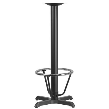 22'' x 22'' Restaurant Table X-Base with 3'' Dia. Bar Height Column and Foot Ring XU-T2222-BAR-3CFR-GG