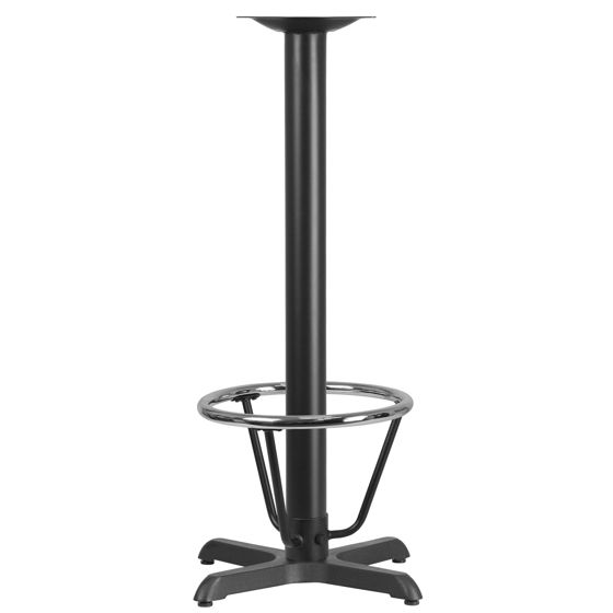 22'' x 22'' Restaurant Table X-Base with 3'' Dia. Bar Height Column and Foot Ring XU-T2222-BAR-3CFR-GG