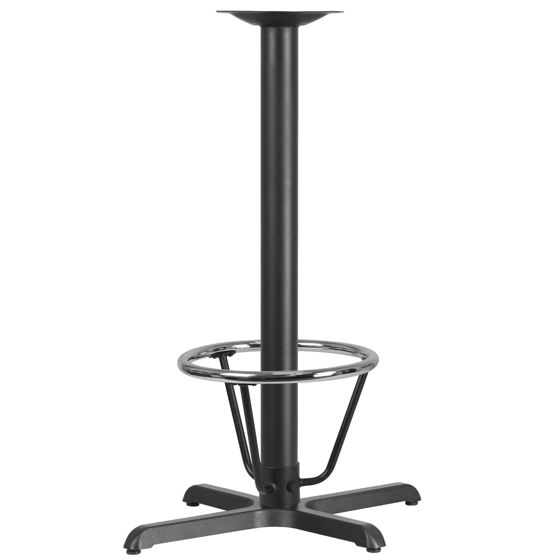 23.5'' x 29.5'' Restaurant Table X-Base with 3'' Dia. Bar Height Column and Foot Ring XU-T2230-BAR-3CFR-GG