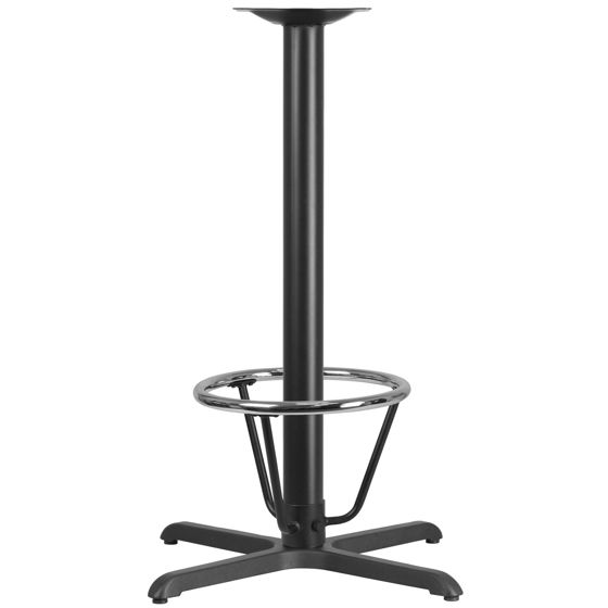 30'' x 30'' Restaurant Table X-Base with 3'' Dia. Bar Height Column and Foot Ring XU-T3030-BAR-3CFR-GG