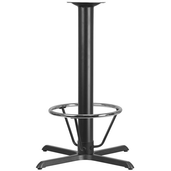 33'' x 33'' Restaurant Table X-Base with 4'' Dia. Bar Height Column and Foot Ring XU-T3333-BAR-4CFR-GG