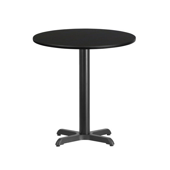 24'' Round Black Laminate Table Top with 22'' x 22'' Table Height Base XU-RD-24-BLKTB-T2222-GG
