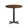 24'' Round Walnut Laminate Table Top with 22'' x 22'' Table Height Base XU-RD-24-WALTB-T2222-GG